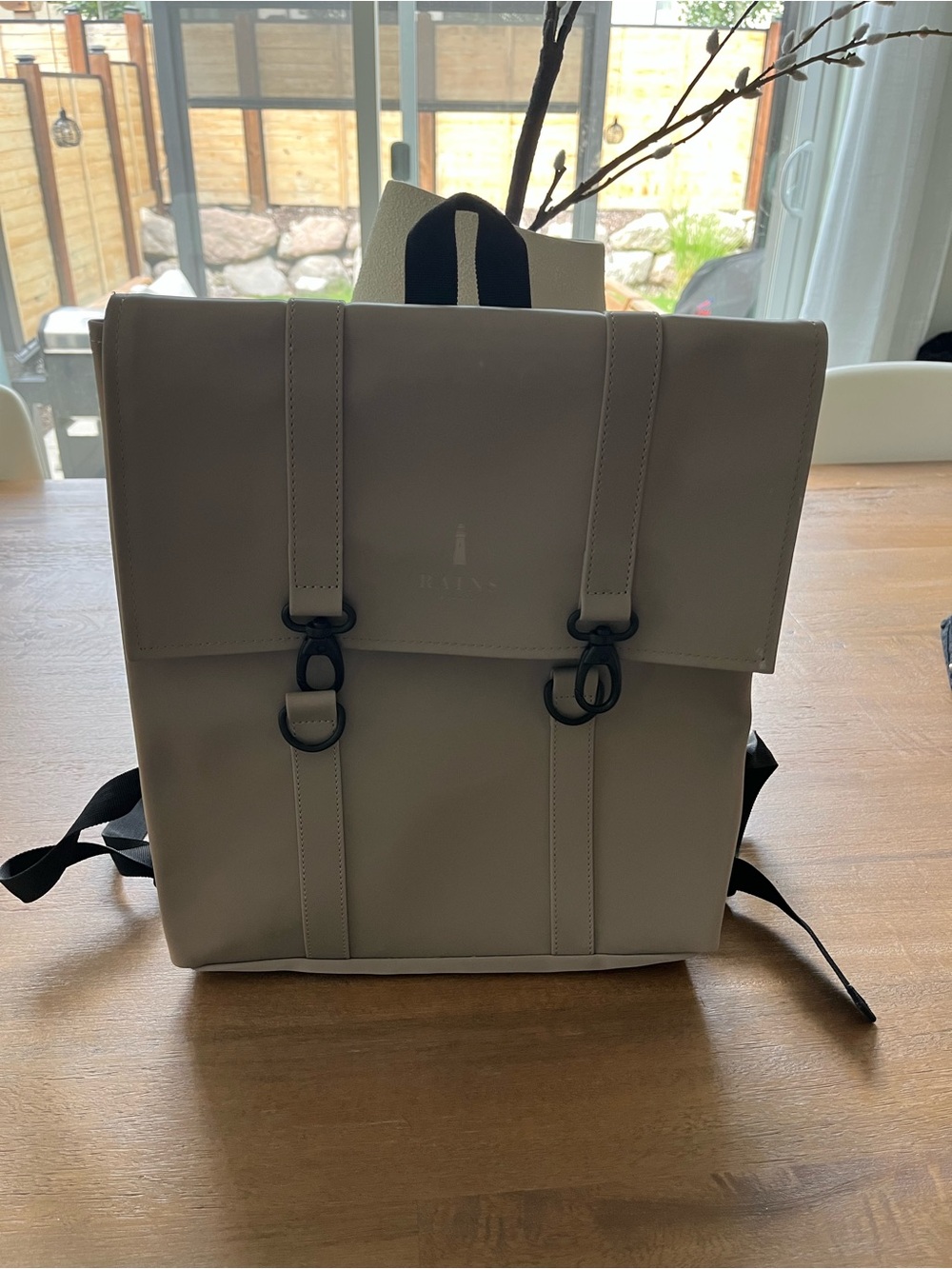 Rains MSN Bag Mini Taupe Backpack with Black Hardware